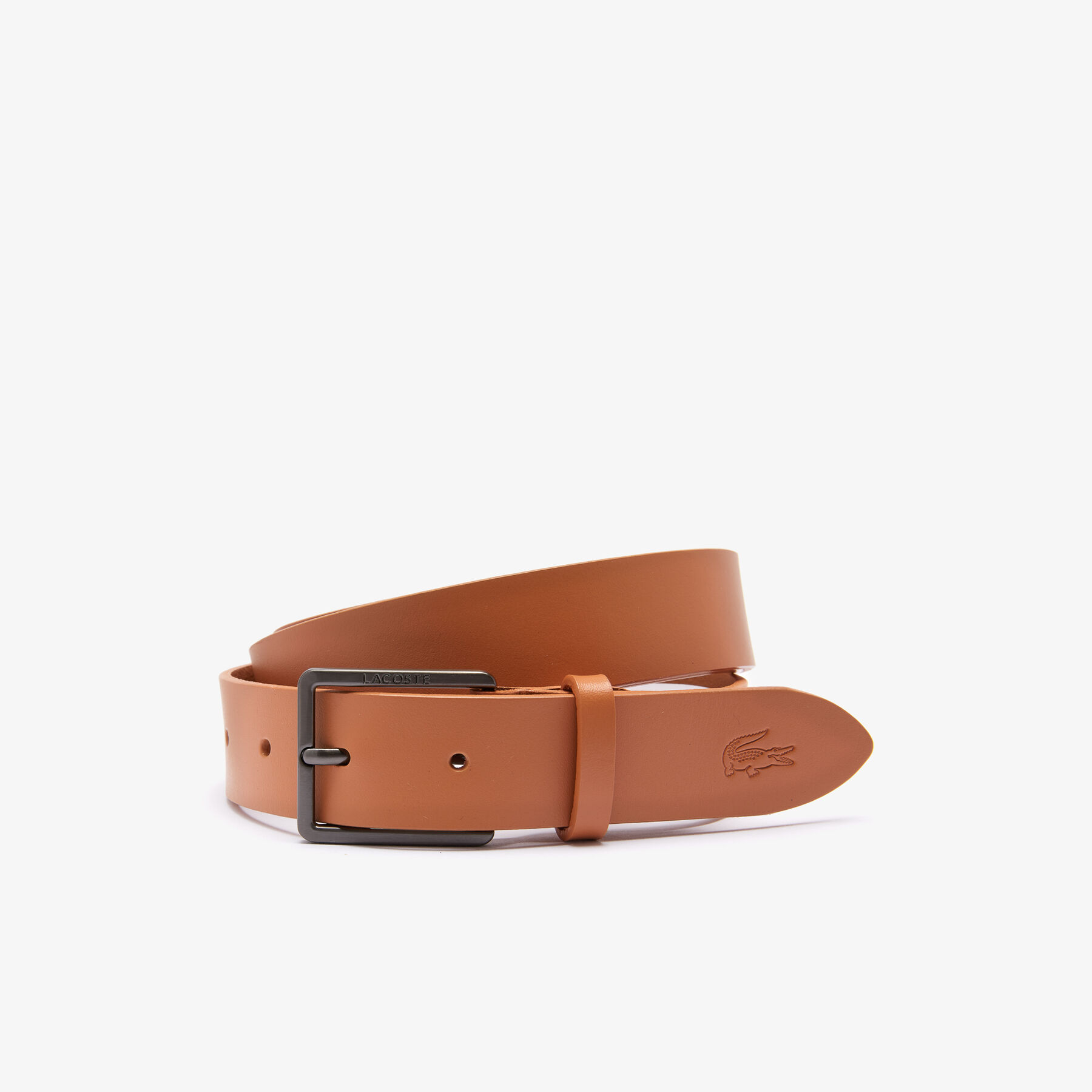 men s engraved lacoste and embossed crocodile leather tongue buckle
