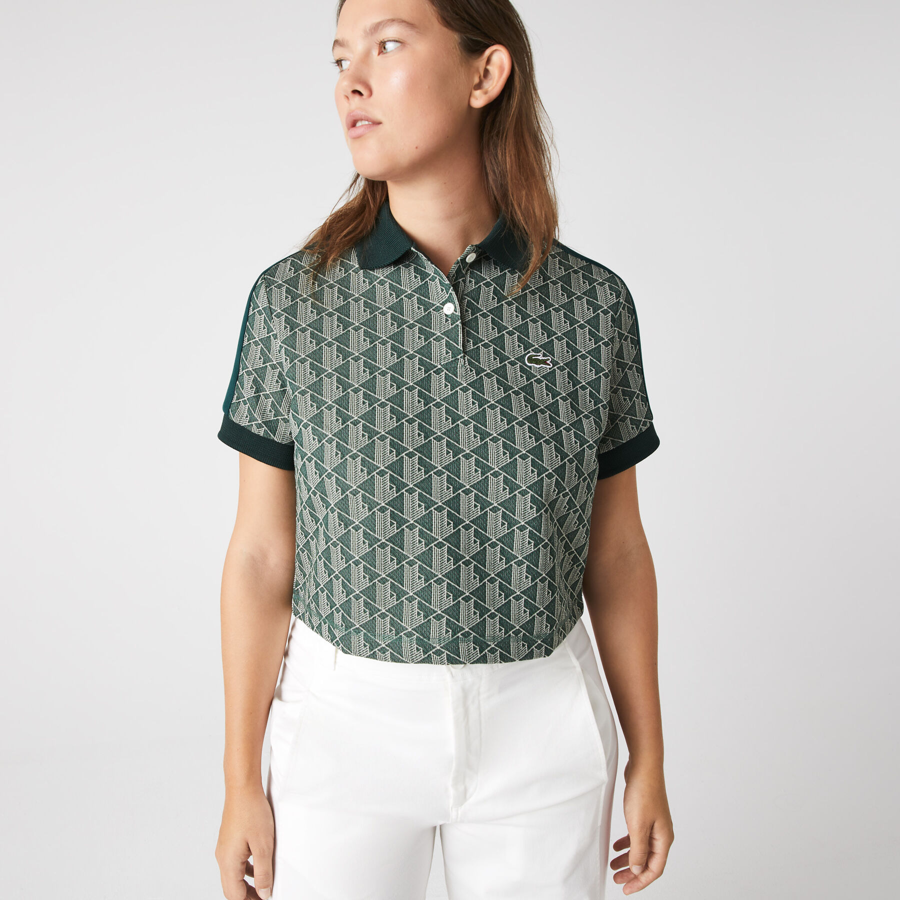 Women's Regular Fit Contrast Collar Monogram Print Polo Shirt lacoste women s regular fit contrast collar monogram print polo shirt