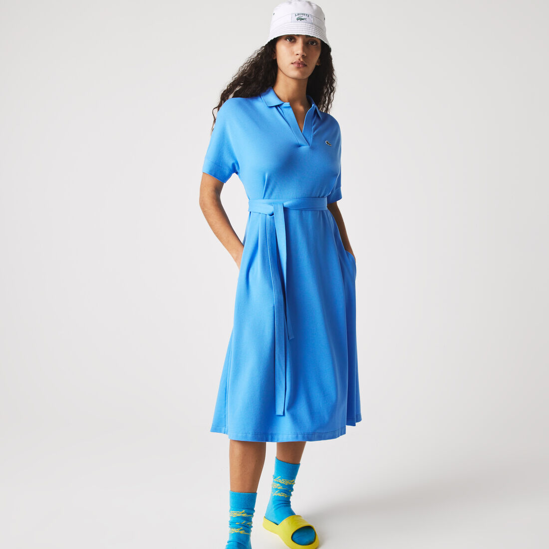 Women's Loose Fit  V-neck Piqu&eacute; Polo Dress
