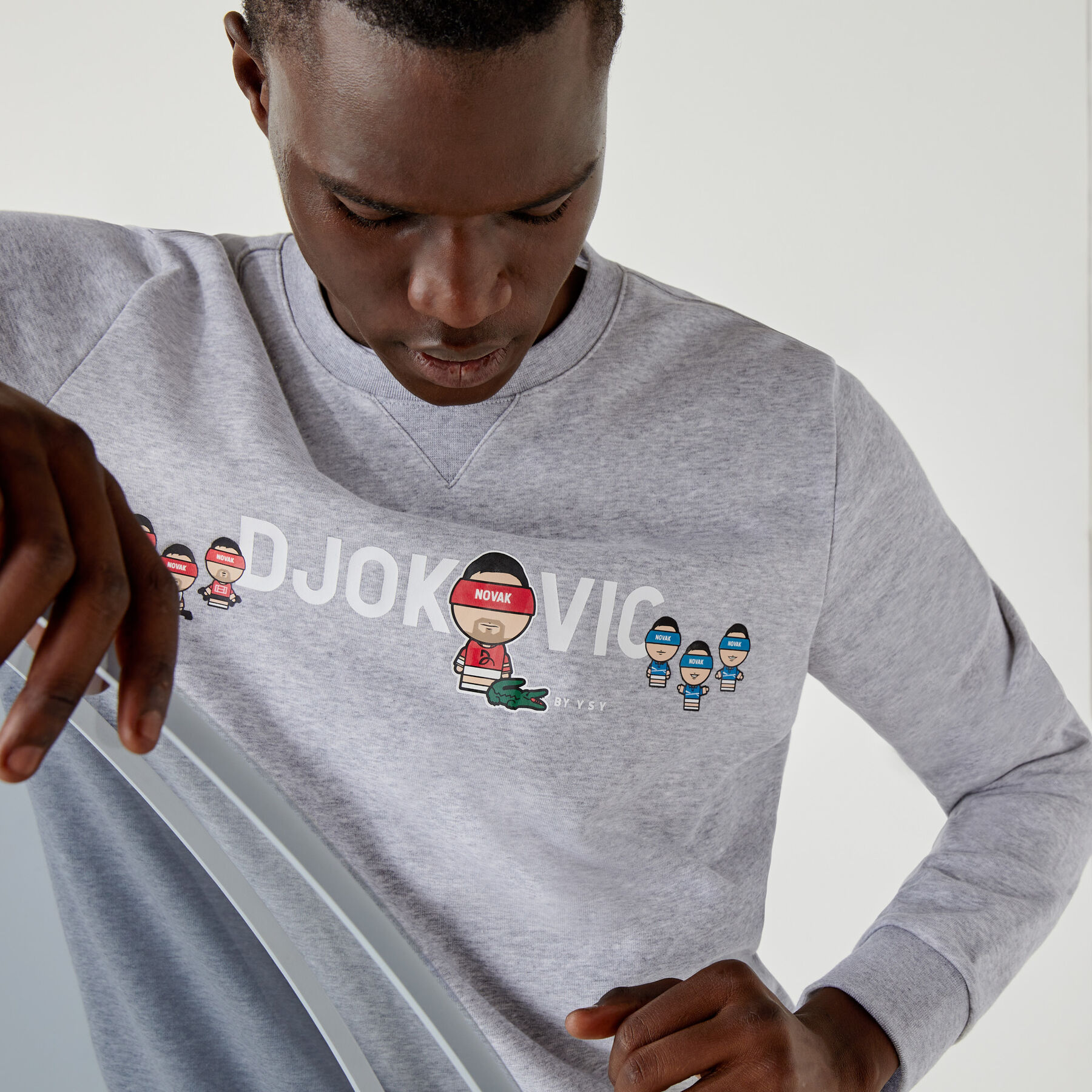 men s lacoste sport collab youssef sy in fleece sweatshirt