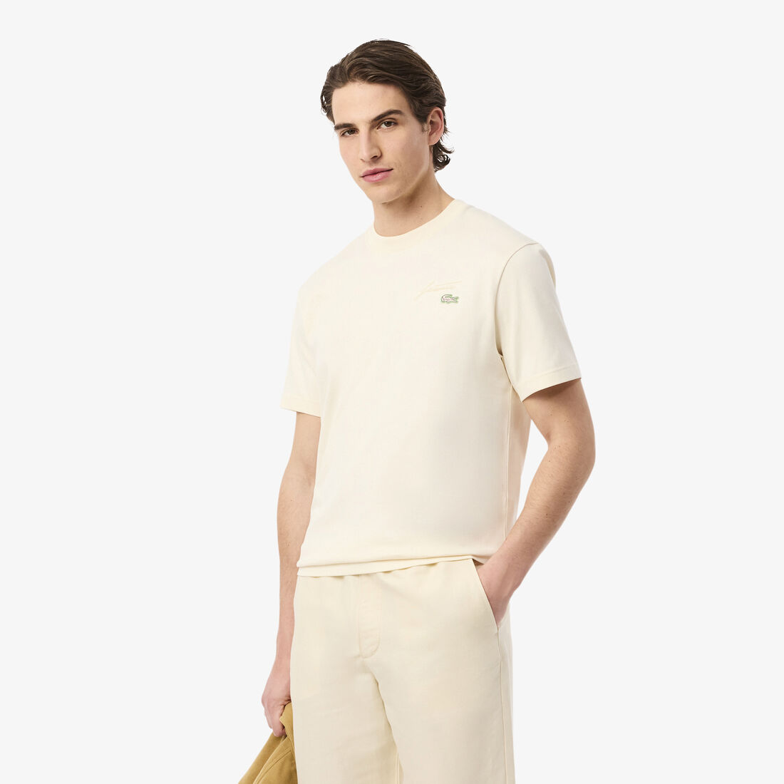 تي شيرت جيرسي ثقيل مطرز بشعار الماركة