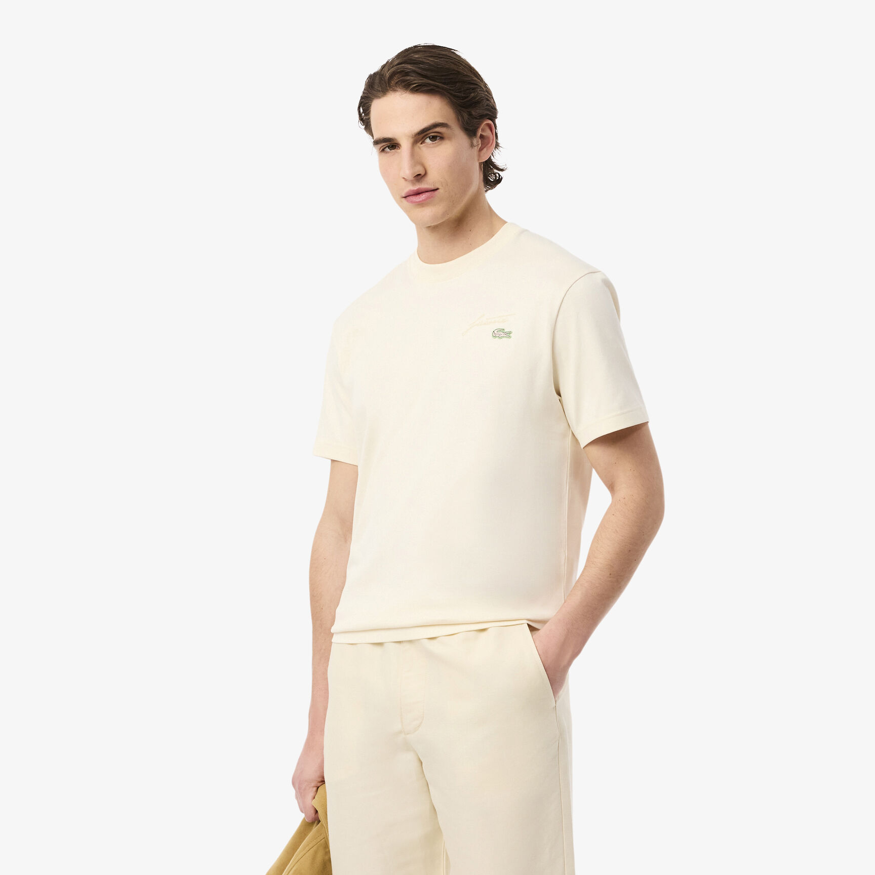 تي شيرت جيرسي ثقيل مطرز بشعار الماركة