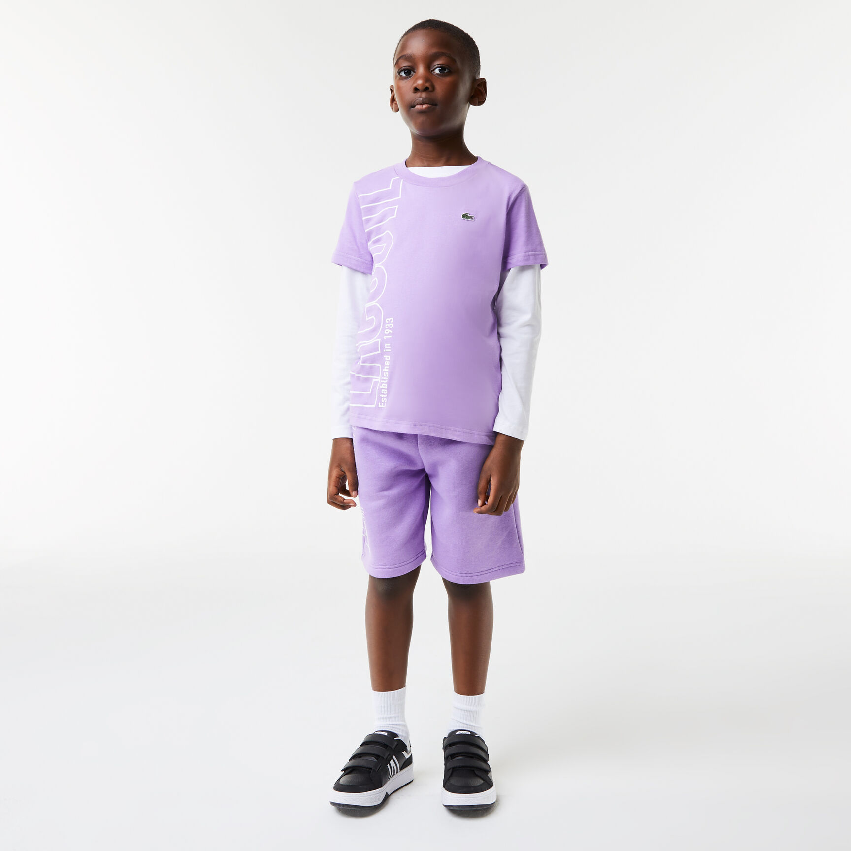 تيشيرت لاكوست قطن جيرسيه بطبعة كبيرة لشعار الماركة للأطفال