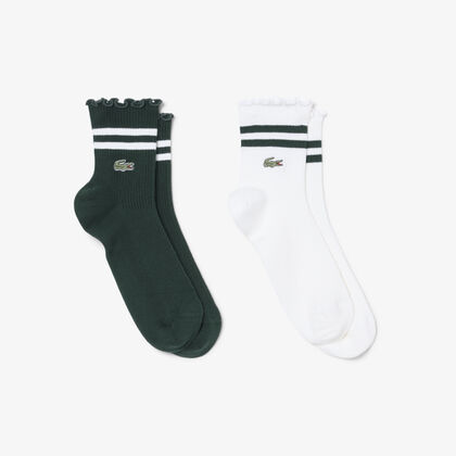 lacoste 2 pack frilled socks