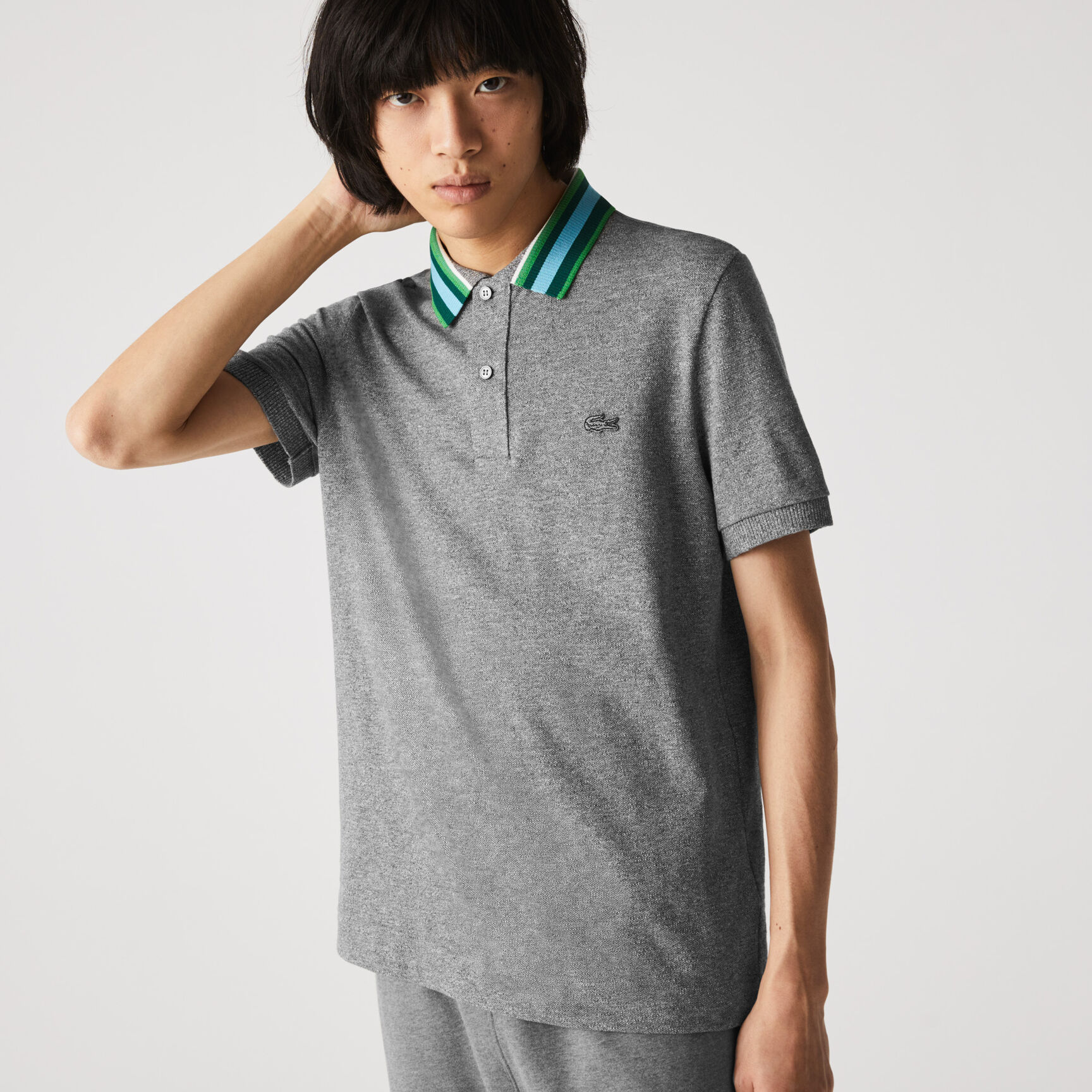 Men’s Lacoste Regular Fit Striped Collar Cotton Piqué Polo Men’s Lacoste Regular Fit Striped Collar Cotton Piqué Polo