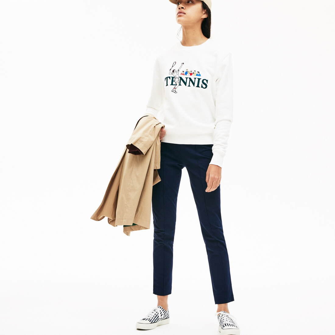 سروال ضيق من القطن المرن مزدان بطيات أنيقة للسيدات سروال ضيق من القطن المرن مزدان بطيات أنيقة للسيدات