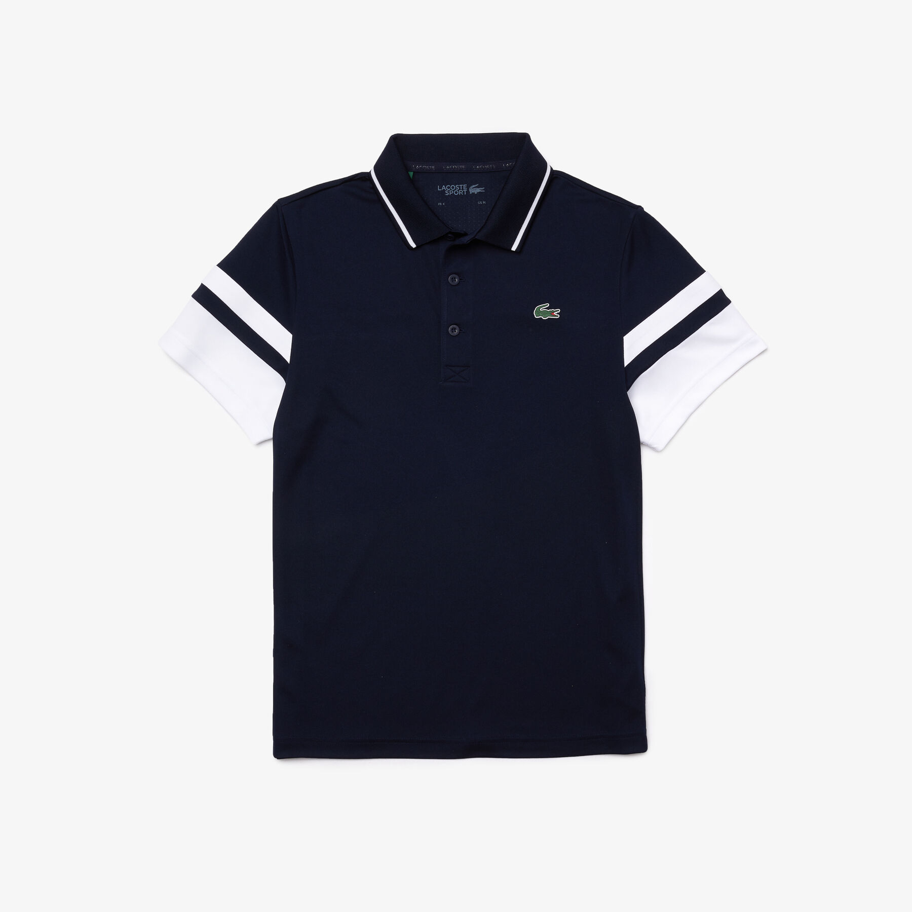 men s lacoste sport striped sleeves breathable piqu  tennis polo shirt