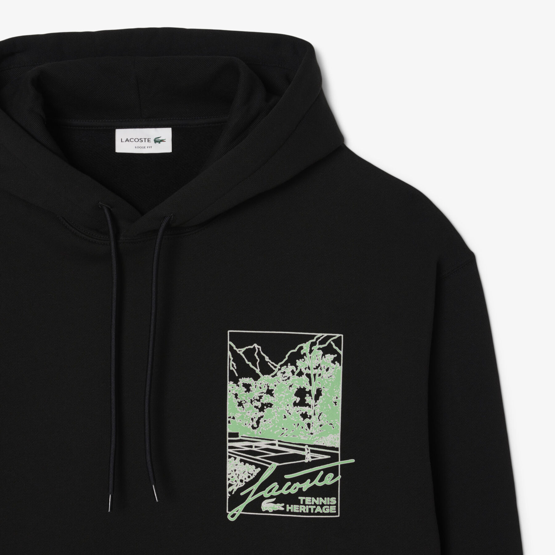 lacoste printed fleece hoodie