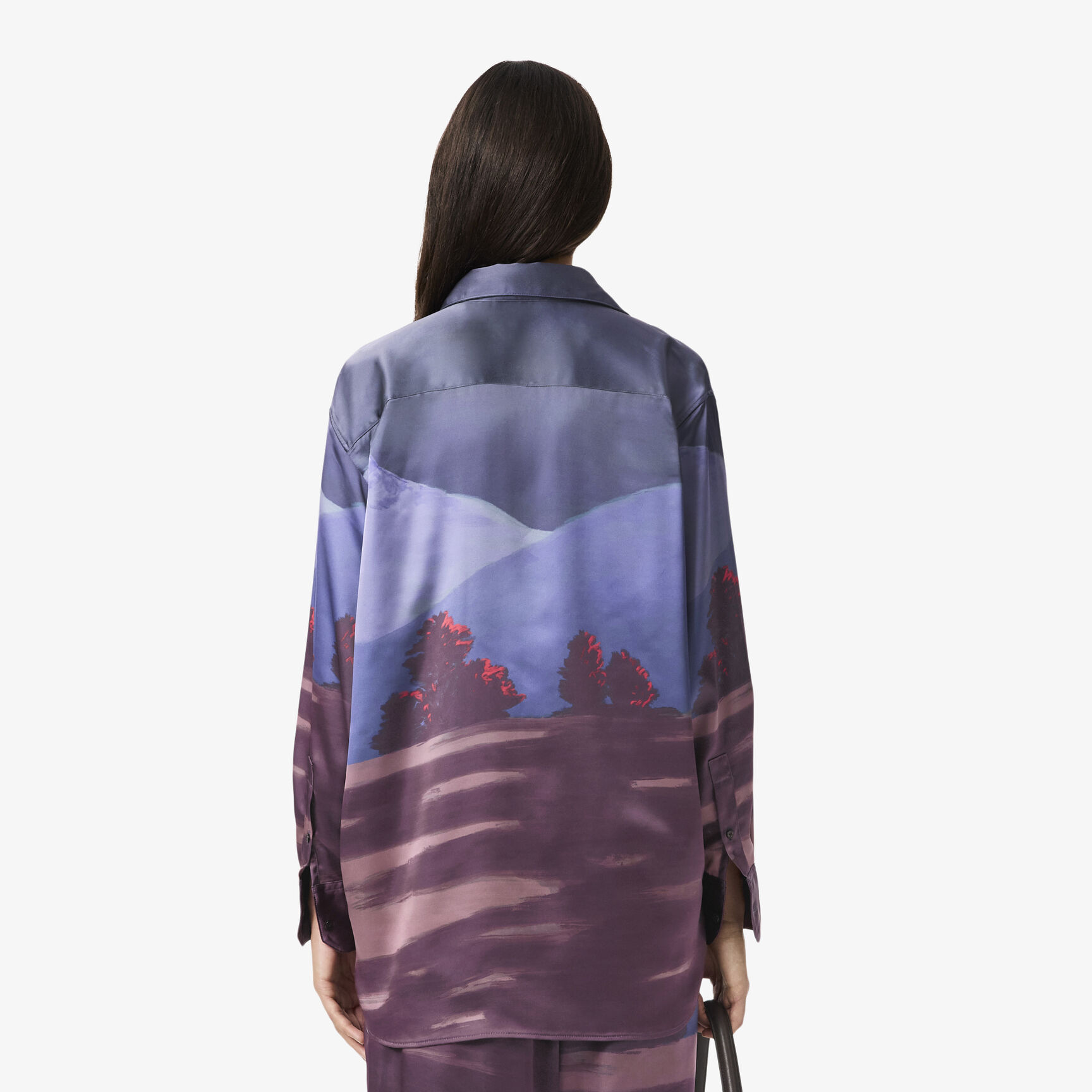 Oversized Landscape Print Satin Shirt