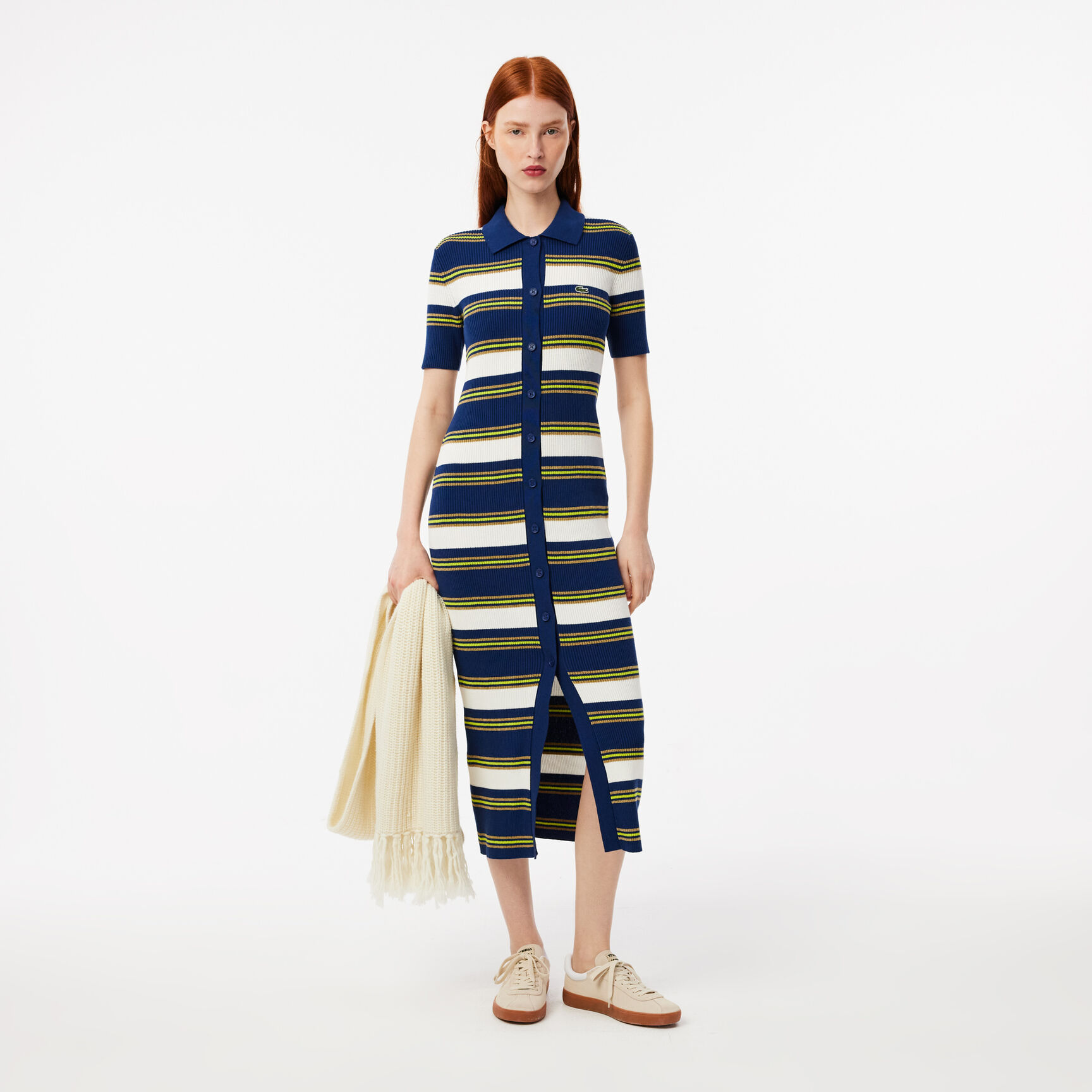 Striped Rib Knit Shirt Dress Striped Rib Knit Shirt Dress