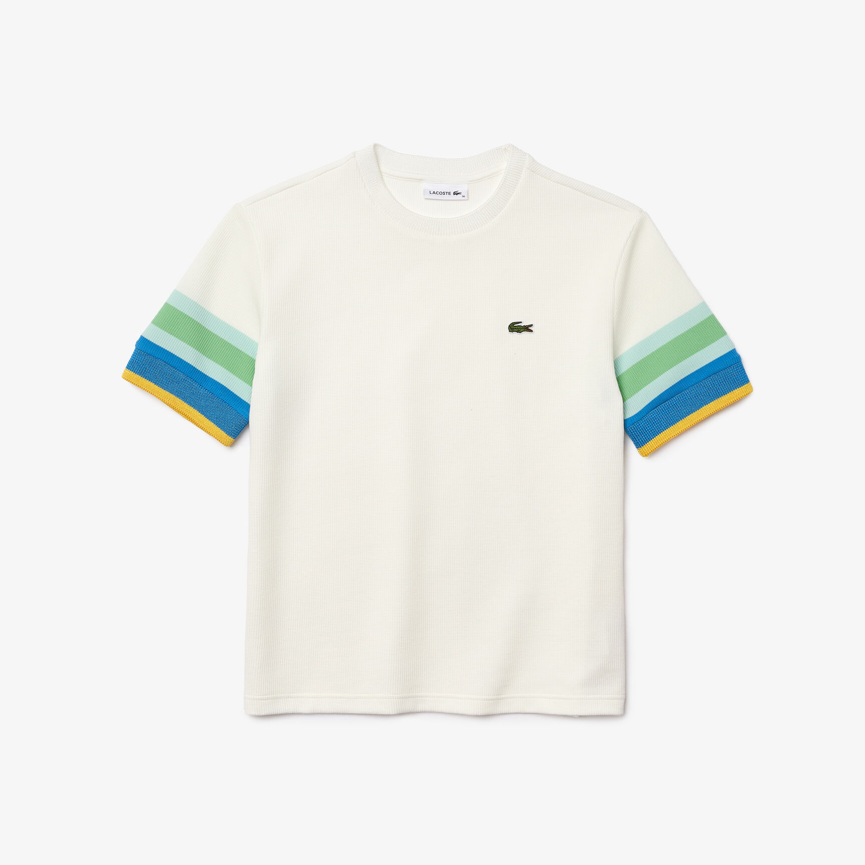 Women&rsquo;s Crew Neck Striped Accents Honeycomb Cotton T-shirt