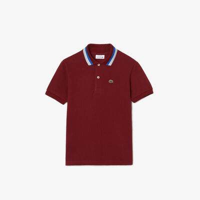 Boys' Lacoste Tricolor Collar Cotton Petit Piqué Polo Shirt