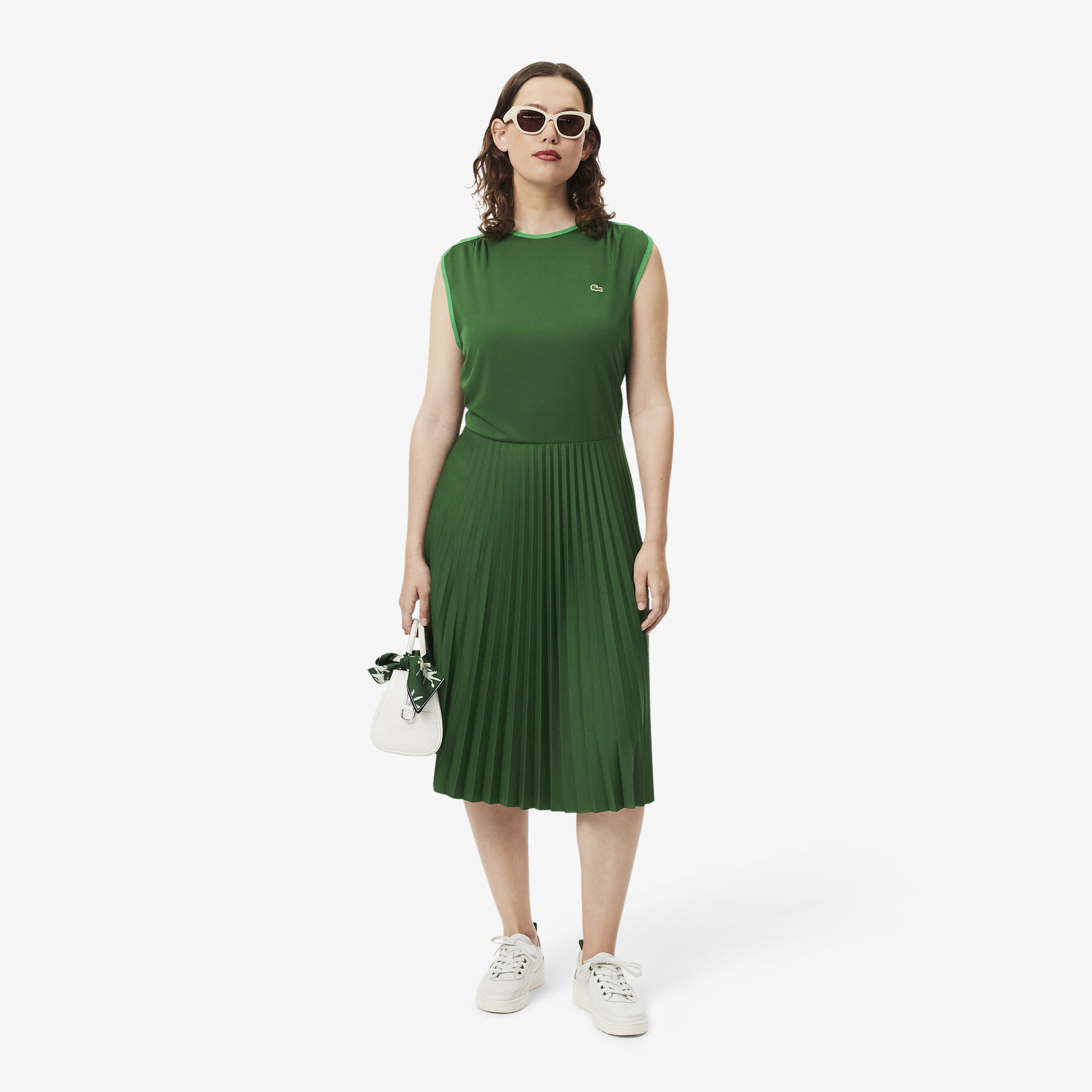lacoste sleeveless pleated dress
