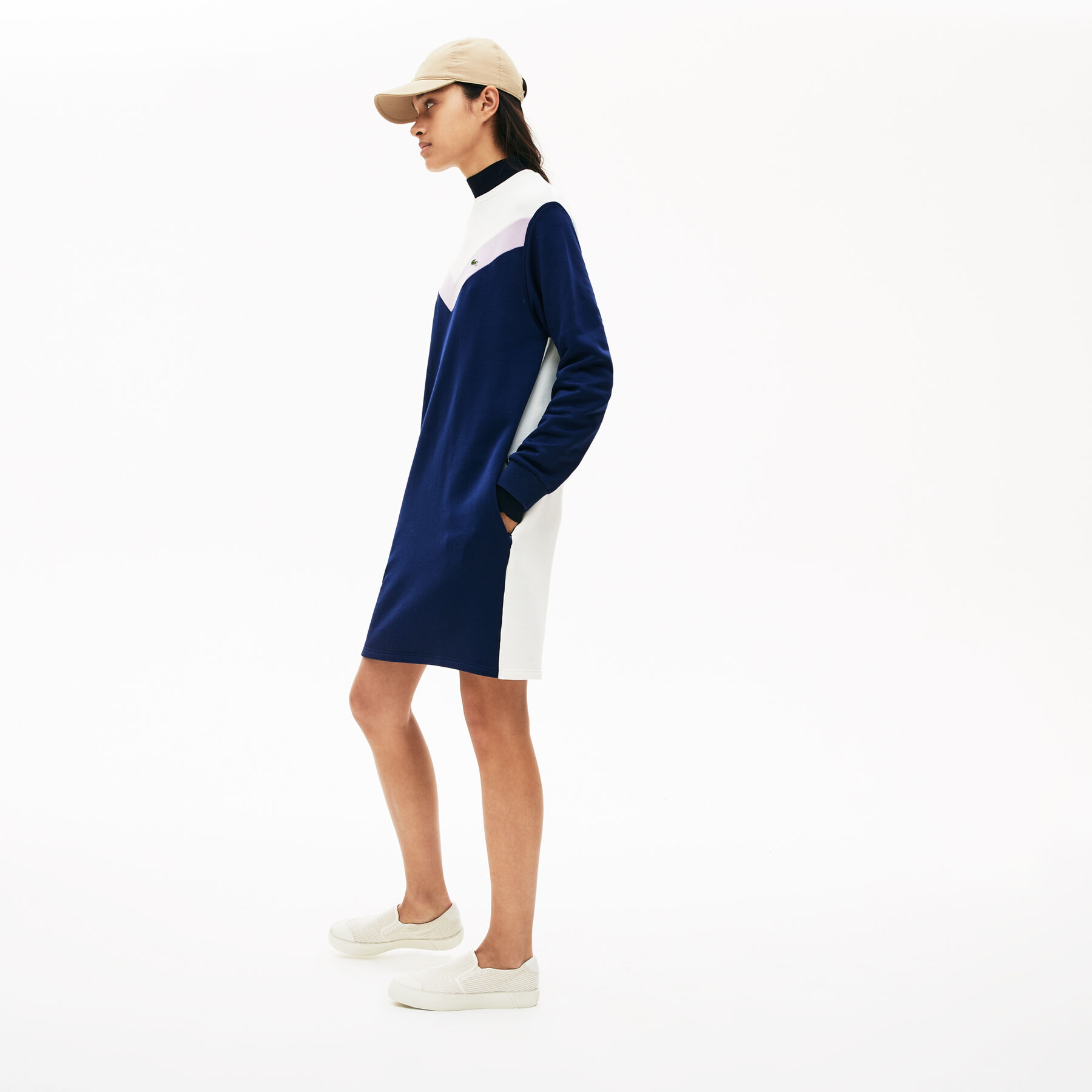 Women's Colourblock Fleece Sweatshirt Dress lacoste women s colourblock fleece sweatshirt dress