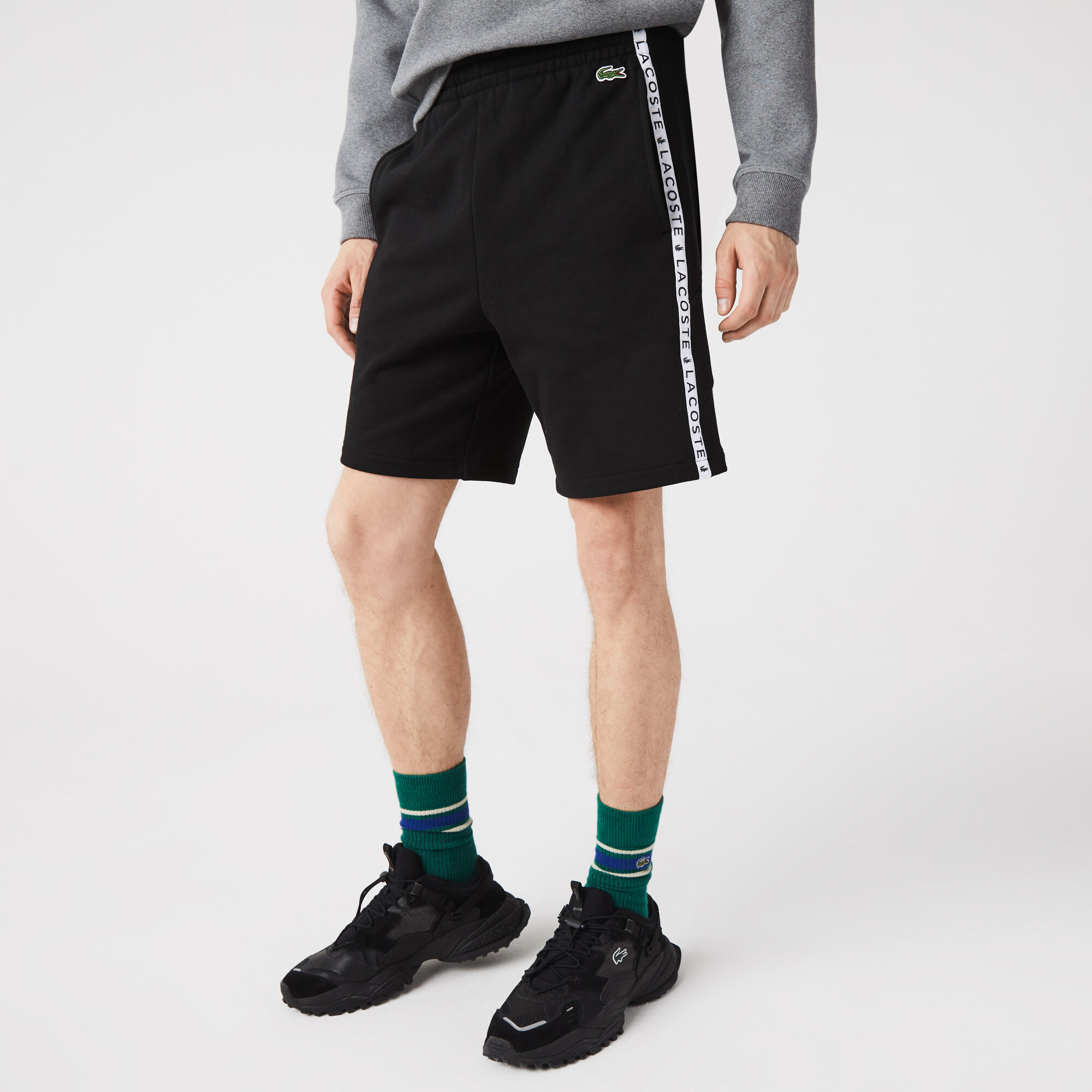 Buy Men s Lacoste Lettered Bands Fleece Bermuda Shorts Lacoste SA