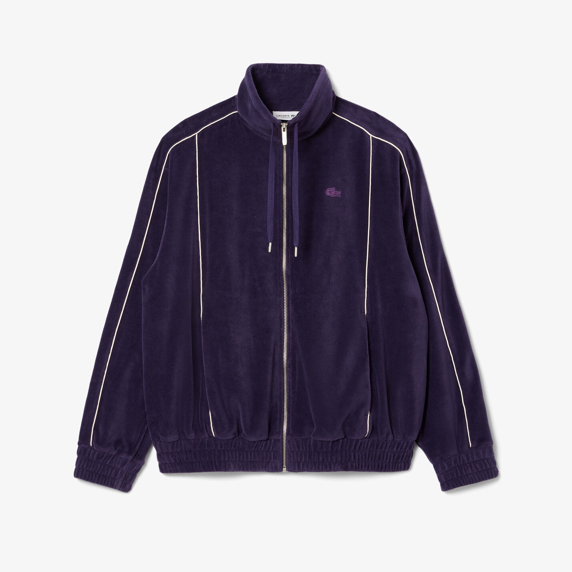 5lack (S.l.a.c.k.) /娯楽/SWES SWES CHEAP新品 Oversized Zipped Velour Sweatshirt, Purple | LACOSTE KSA