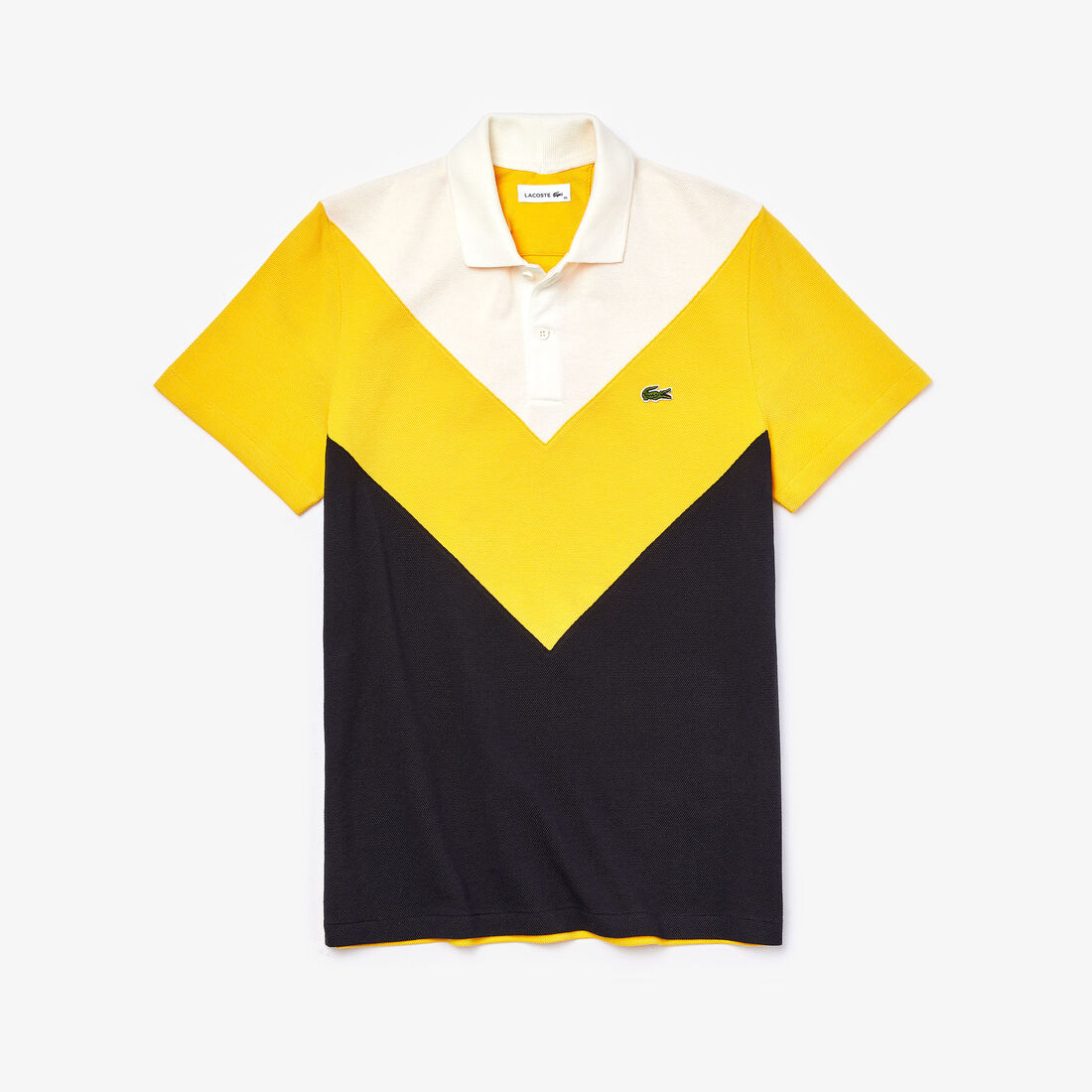 Men's Lacoste Regular Fit Geometric Colourblock Piqué Polo Shirt Men's Lacoste Regular Fit Geometric Colourblock Piqué Polo Shirt