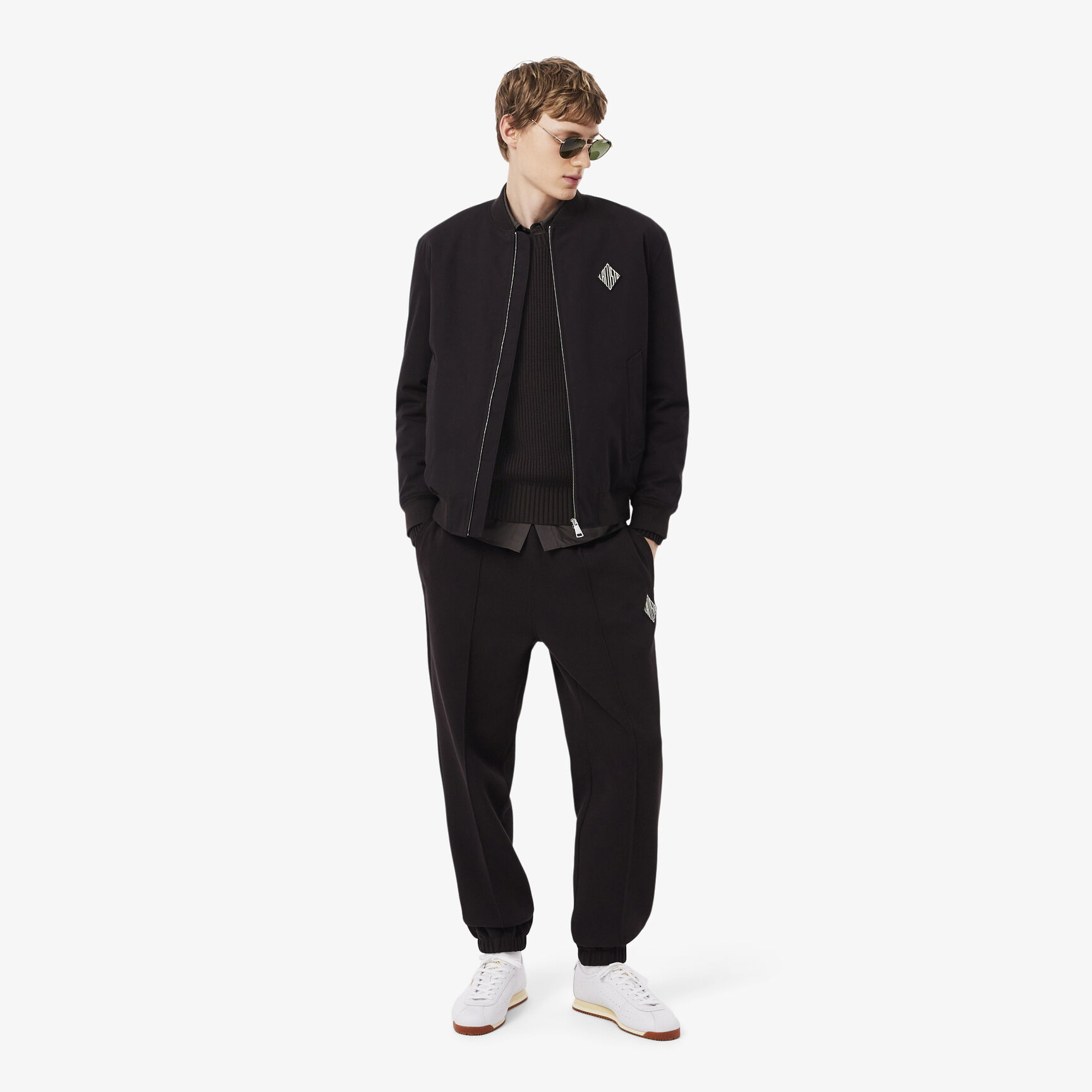 Pearl Rib Knit Badge Accent Sweater