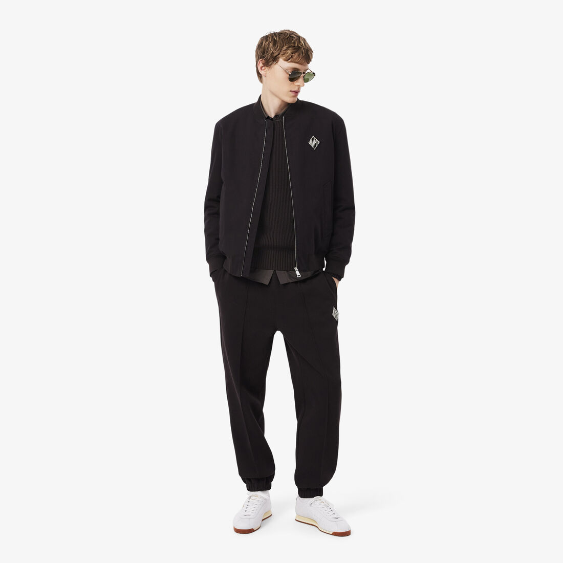 Pearl Rib Knit Badge Accent Sweater Pearl Rib Knit Badge Accent Sweater