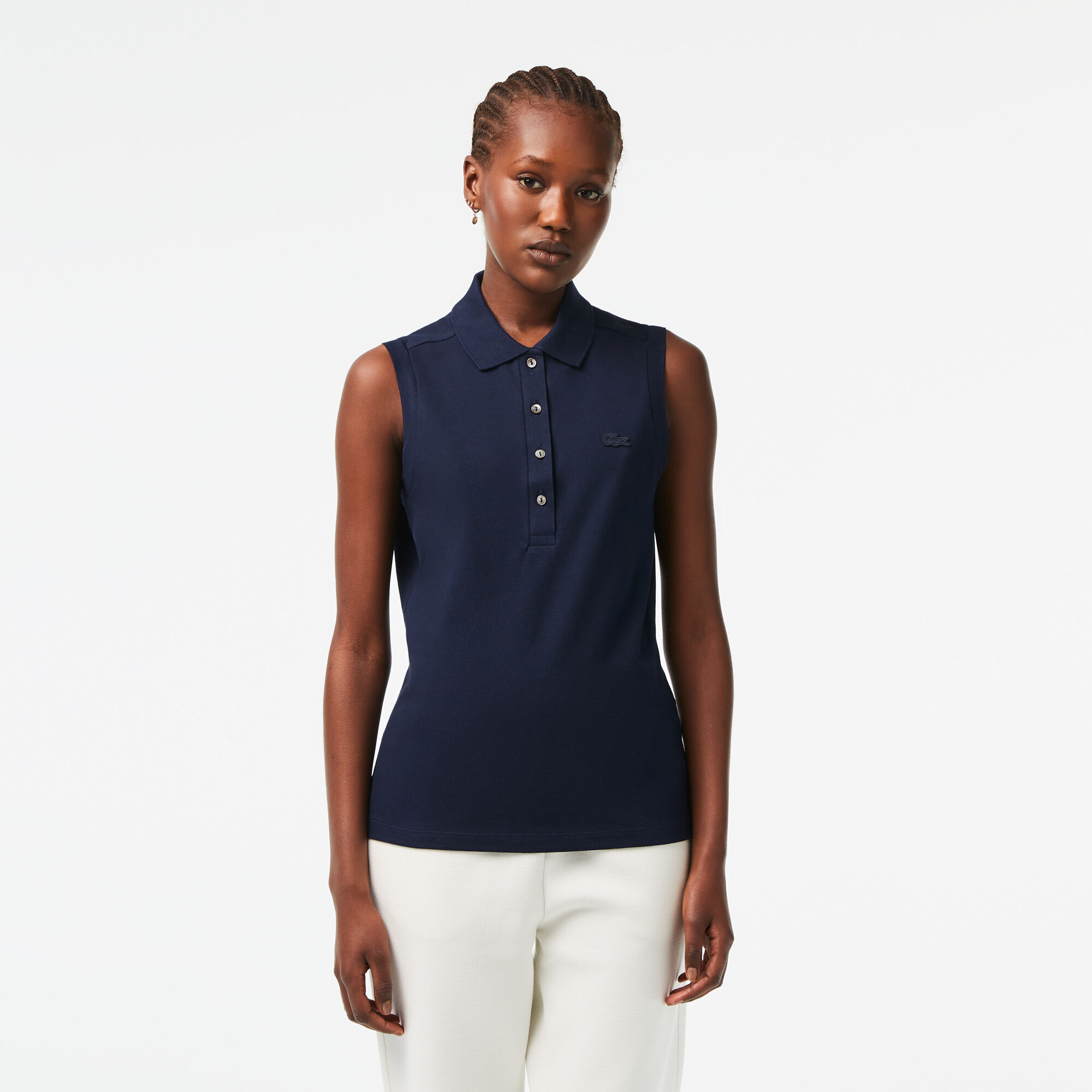Pique sleeveless polo shirt top