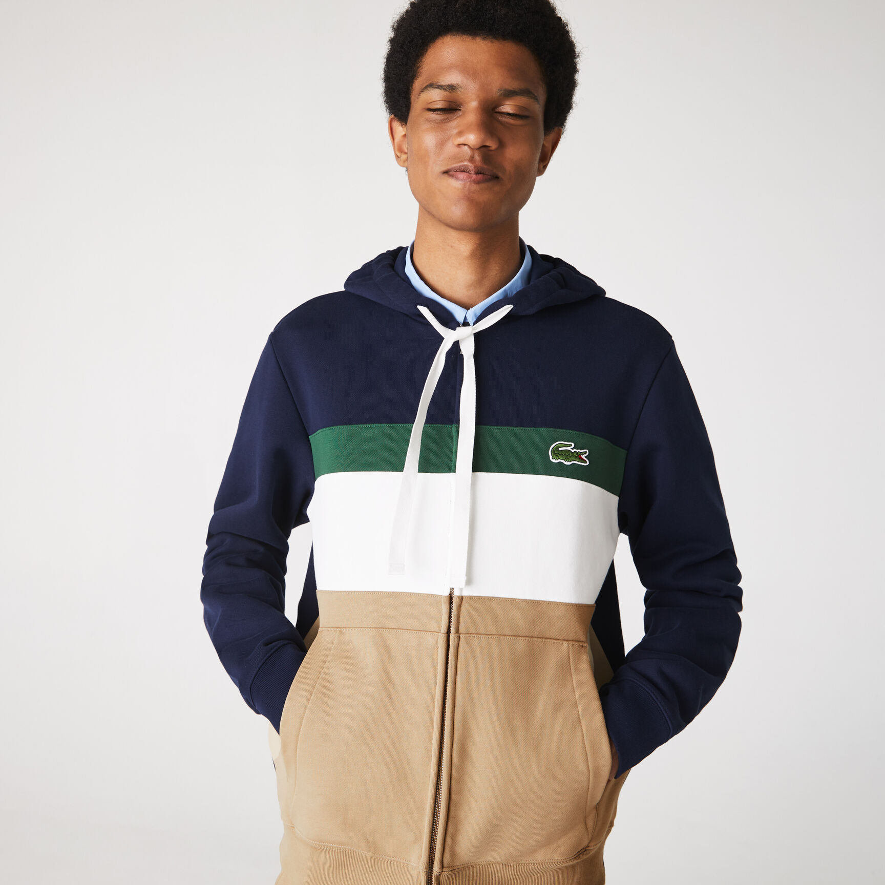 سويت شيرت صوف بسحاب مع غطاء رأس وكتل لونية للرجال سويت شيرت صوف بسحاب مع غطاء رأس وكتل لونية للرجال